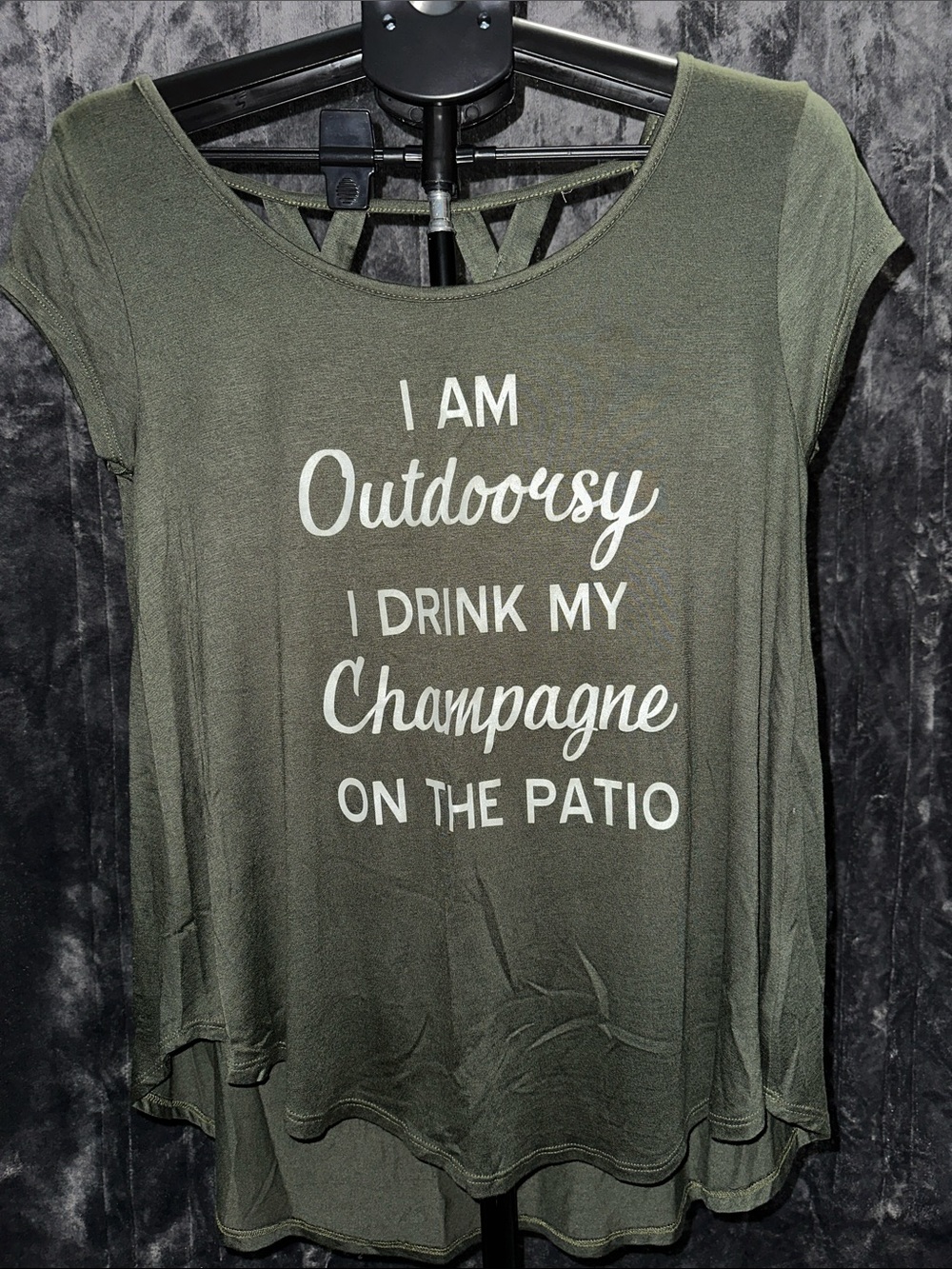 Olive Green Short Sleeve Tee with 'I Am Outdoorsy' Graphic
